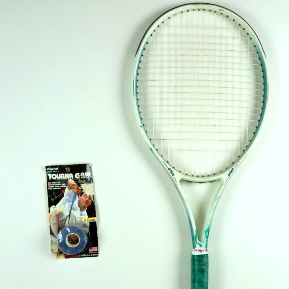 Vintage Prince Tricomp 110 Tennis Racquet w/ New Deadstock TournaGrip 4 3/8 Grip